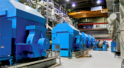 Grinders in pulp and paper mill.